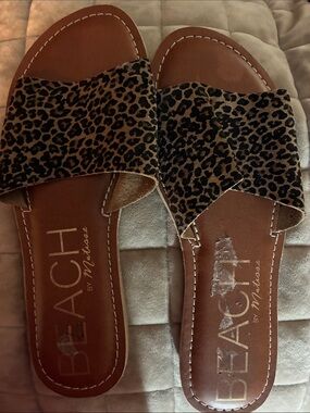 Matisse Leopard-Print Slide Sandals in Brown and Black